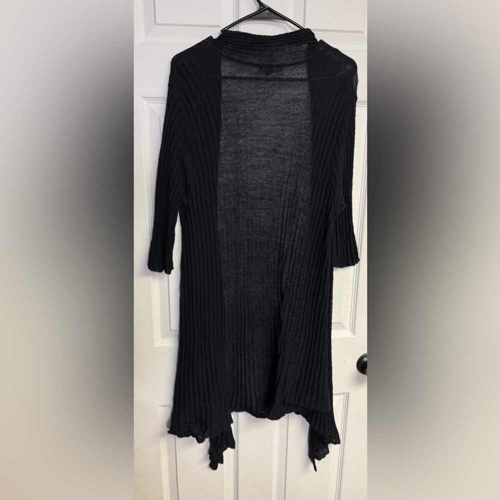Eileen Fisher Mohair Black Lightweight Open-Front Cardigan Sweater Size Large - Picture 4 of 11